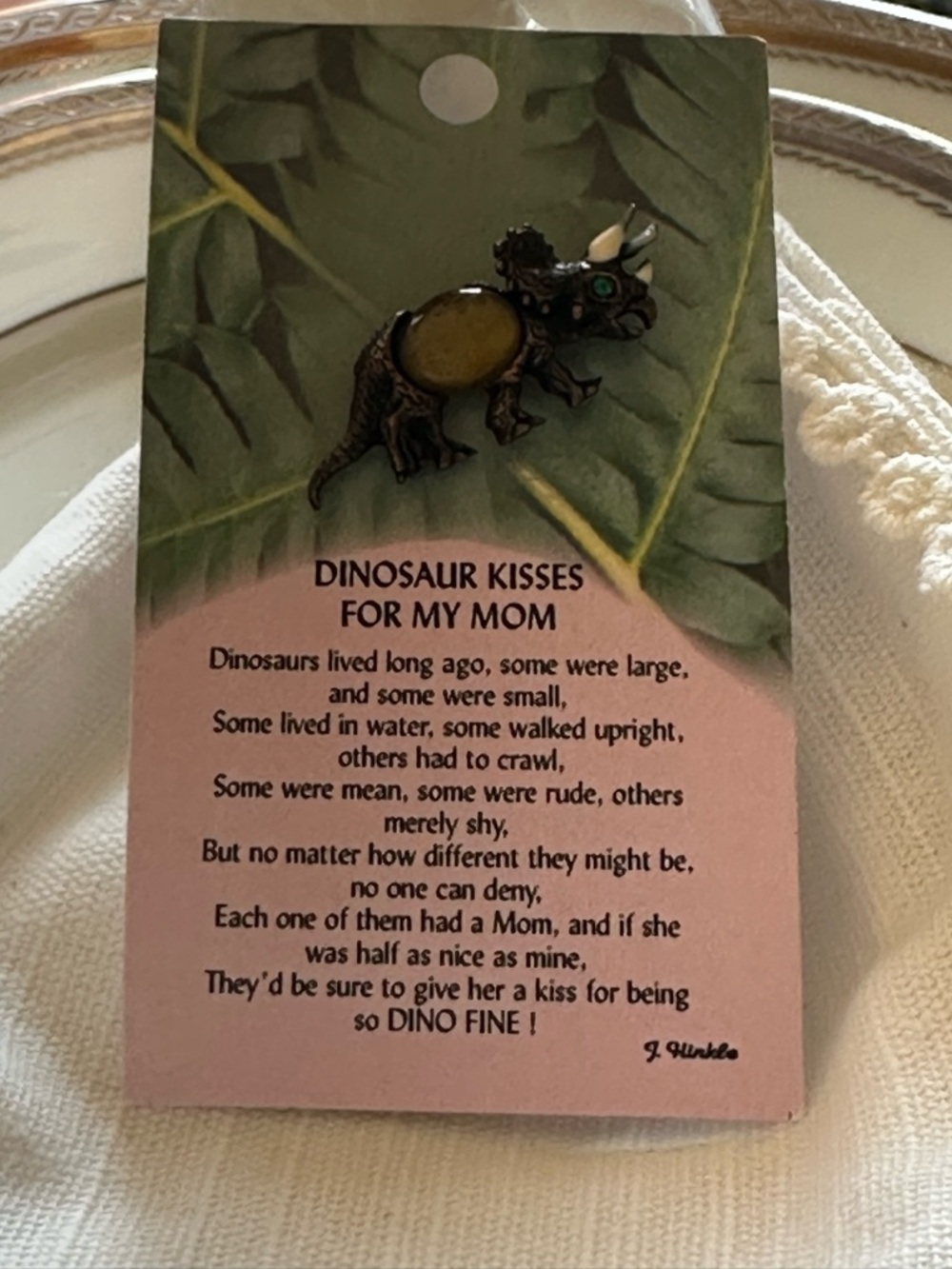 NWT Thoughtful Little Angels Triceratops Dinosaur Mom Pin‎ Brooch